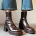 French Style Versatile Simple Height-Increasing Chunky Heel Stretch Slim For Women Autumn Winter New Back Zipper Short_vogvips.com