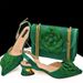 Women Shoe Bag Set Black Gold Pointed Toe High Heels Matching Square Shoulder Flower Decoration Women S Shoes And Bag Set_vogvips.com