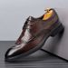Euro Step Brogue Leather Business Formal Pointed Crocodile Pattern Spring Soft Sole Top Layer Cowhide Men's Shoes_vogvips.com