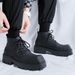 Martin Boots Men's Autumn Black Retro High-top Leather Shoes Thick-soled Heightening Medium-help Tooling Short Boots_vogvips.com