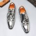 Men's leopard print glitter casual lace-up leather shoes_vogvips.com