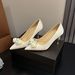Plus-size, Wide-fit High-heeled For Women, Stiletto Heels, 2025 Floral Wedding Pointed-toe Bridal Shallow-cut Single_vogvips.com