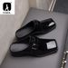 Luxury Patent Mens Half Slippers 2024 Summer New Designer Black Genuine Leather Man Casual Party Business Shoes_vogvips.com