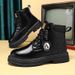 Men's Extra Wide Size 46-48 Work Boots - Vintage British Style High Top Leather Ankle Boots With Waterproof PU Upper & Rubber Sole_vogvips.com