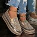 Women S Rhinestone Flats Comfort Thick Sole Slip On Casual Shoes Woman Fashion Gold Silver Glitter Platform Loafers_vogvips.com