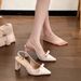 thick Heel Pointed Women's High Heels Summer Bow Style With Dresses Closed Shoes_vogvips.com