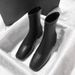 Cowhide~ Xiaoxiangfeng Skinny French Short Boots Women's Square Head Thick Heel Middle Heel Temperament Boots Niche Design British Style_vogvips.com