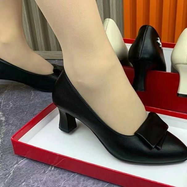 Soft Leather Single Shoes Women's Shoes High Heels Women's Mother Comfortable Breathable Soft Sole Work Shoes Leather Shoes_vogvips.com