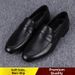 New 2024 Men's Slip-On Shoes Black Genuine Leather Casual Soft Sole Trendy British Style Business Footwear_vogvips.com