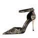 European And American Style High-heeled Shoes With Thin Heels, Shallow Pointed Toe, Vintage Rhinestone Hollow Strap_vogvips.com
