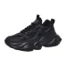 Mens All Black Chunky Dad Sneakers Breathable Mesh Upper Thick Sole Non Slip Casual Shoes For Footwear Streetwear Daily_vogvips.com