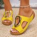 Women's Plus Size Metal Sandals,Summer New Style, Thick Sole, Hollowed Out Design, Suitable For Outdoor Use, Beach, Wedge Heel._vogvips.com