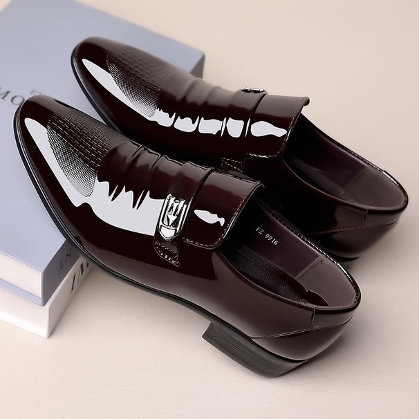 Leather Plus Size Business Formal Wear Breathable British Korean Version Pointed Groom Groomsman Wedding Fashionable_vogvips.com