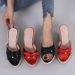 Women's Shoes Summer New Style Wedge Heel Thick Bottom High Heel Slippers Women's Fashionable Thick Heel Open Toe Flip Flops Bowknot Straw Rope Bottom_vogvips.com