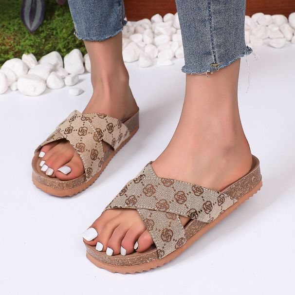 2026 Summer New Printed Design Cross Thick Bottom For Women's Outerwear Fashion Super Hot Home Leisure Beach Cool_vogvips.com