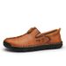 Men's Slip-On Leather Shoes With Stitched Sole, Casual Men's Loafers, Large Size Men's Shoes 47-48_vogvips.com