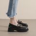 Platform Loafers Women's New One-pedal Retro British Style Small Leather Shoes Thick Heel Soft Sole Single Shoes Women_vogvips.com