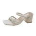 New Summer Fashion Bare Toed Square Head Mid-heel Shoes Pleated Chunky Sandals With A Line Single Shoe Women_vogvips.com