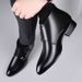 Genuine men's short boots, winter plush insulation, pointed high top leather shoes, British style_vogvips.com