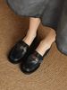 Soft Sheepskin Black High-Heeled Camellia Loafers 2025 Spring & Fall New British Style Slip-on Platform Shoes Women_vogvips.com