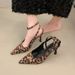 Summer European And American Style Leopard Print Pointed Toe Back Strap Sandals - Single Strap Stiletto Heel - Unique And Fashionable Women's Shoes_vogvips.com
