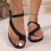 New Summer Fashion Solid Color Low-heeled Roman Sandals Comfortable PU Beach Shoes Women's Luxury Round Toe Flip-flops_vogvips.com