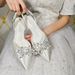 Women's Satin Wedding Shoes Pointed Toe Low Heel Comfortable White Style Bridal New_vogvips.com
