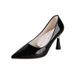 Women's High-heeled Shoes 2026 Spring New Style Pointed Toe Large Size Slip-on Black Stiletto Heel With A Sophisticated_vogvips.com