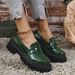 New Patent Leather Loafers Round Toe Mid Heel Retro European And American Large Size Fashion Casual Shoes_vogvips.com