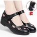 Soft Leather Mother Sandals Breathable Wear-resistant Wedge Heel Velcro Soft-soled Women's Shoes Medium Old Mary Jane Hole Shoes_vogvips.com