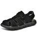 Men’s Closed Toe Nubuck Leather Outdoor Sandals, Adjustable Hook Loop Strap Non-Slip Work Walking Sandals_vogvips.com