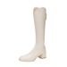 High White Thick Heel Square Toe Stretch Slimming Over-the-Knee Women's Long Boots_vogvips.com