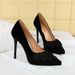 3255-H67 European And American Style Banquet Heels Stiletto Waterproof Platform Shallow Pointed Toe Velvet Flower Ultra_vogvips.com
