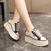 W3672 New 2024 Summer And Autumn Women's Shoes With Inner Height Increase Thick Sole Students Wear Resistant And Versatile Breathable Sneakers_vogvips.com