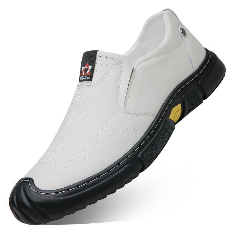 Fashionable Lace-up Casual Men's Soft Leather Soft-soled Driving Shoes, Slip-on Trendy Shoes_vogvips.com