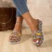 Women's plus Size Platform Slippers Lightweight Beach Sandals with Metal Buckle Embroidered Detail for Outdoor Wear_vogvips.com
