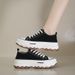 Thick Soled Canvas Shoes For Women New Height Increasing Shoes Black Niche Platform Casual Sneakers_vogvips.com