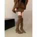 Pointed Toe Suede Slim Over-the-Knee For Women 2025 New Autumn Winter Khaki Color Slouchy Long Tube Riding High Heel_vogvips.com