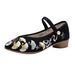 Wood Grain Soles, Square Thick Heels, Spring And Summer New Embroidered Cloth Fashionable Pointed Women's Singles Shoes,_vogvips.com