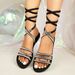 European And American Summer Shoes One-Strap Colorful Back Strap Flat 43 Large Size Rhinestone Women's Sandals_vogvips.com