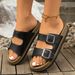 Flip Flops Wear Lightweight Double Buckle Flat Slippers Outside The Home_vogvips.com