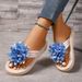 Cross-border Foreign Trade Thick-soled Flip-flo, Solid Color Floral Versatile Fashion Vacation Bohemian Beach_vogvips.com