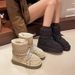 Wrinkled Thick-Soled Snow For Women 2025 Winter New Style Fleece-Lined Thickened Warm Nylon Lace-Up Northeast Ski Boots_vogvips.com