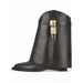 2023 New Pointed Toe Wedge Embossed Leather Mid-Calf Boots With Metal Buckle, Special Large Size Women's Shoes_vogvips.com