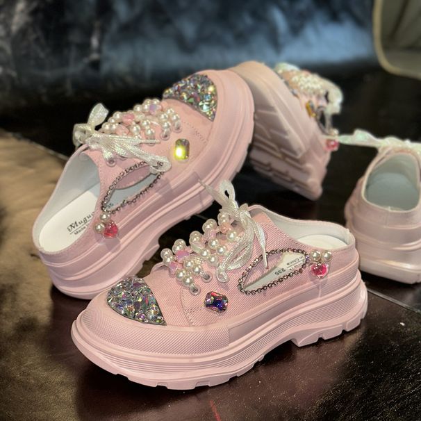 Women's Plus Size Summer 2025 Casual Sneakers - Breathable Lace-Up Slip-On Shoes With Mid Heel For Comfort & Style_vogvips.com