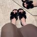 Flat Furry For Women, Outdoor Wear, 2025 Autumn Winter New Fashion Versatile Fluffy Casual One-Strap Slippers_vogvips.com