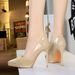 8366-3 Wind Waterproof Platform Lacquer Butterfly Bow Style Women's Shallow Mouth Pointed Ultra High Heels Single Shoes_vogvips.com