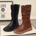 Winter Pleated mid Calf Boots for Women Retro Style plus Size Side Zipper Slim Fit Casual Booties_vogvips.com
