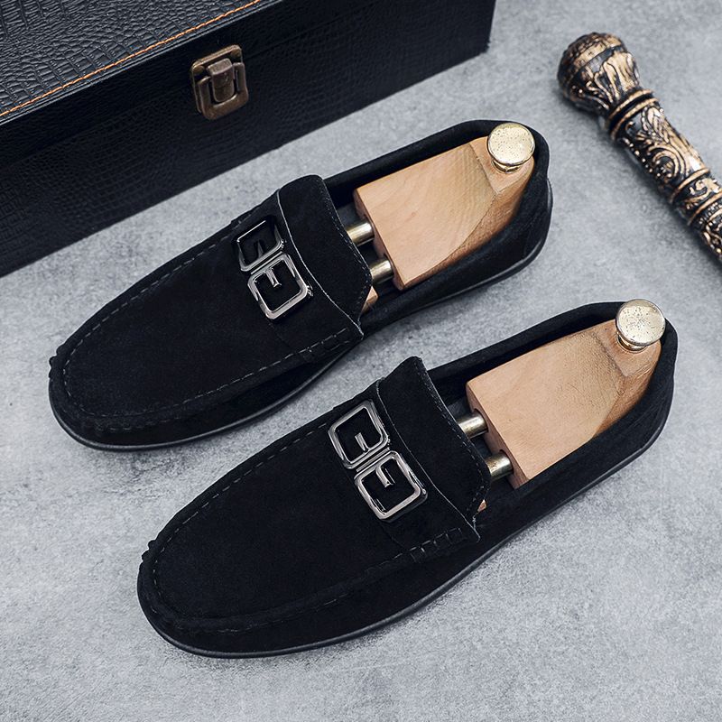 SHLIANG Men's Driving Shoes New Frosted Suede Slip-On Loafers Casual Leather Shoes Comfortable Breathable Rubber Sole S X0020_vogvips.com
