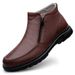 Men's Head Layer Casual Men's Leather Boots Side Zipper Cotton Boots Breathable Martin Boots Low Heel Leather Boots Men's Shoes_vogvips.com